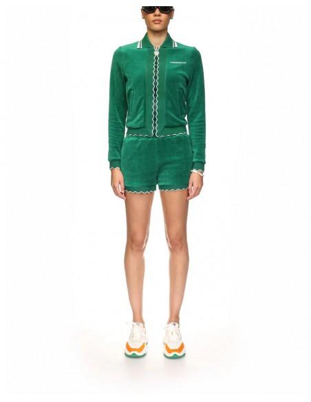 VESTE SCALLOPED TRACK JACKET LIGHT VELOUR EVERGREEN