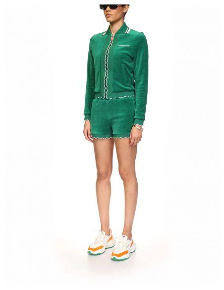 VESTE SCALLOPED TRACK JACKET LIGHT VELOUR EVERGREEN