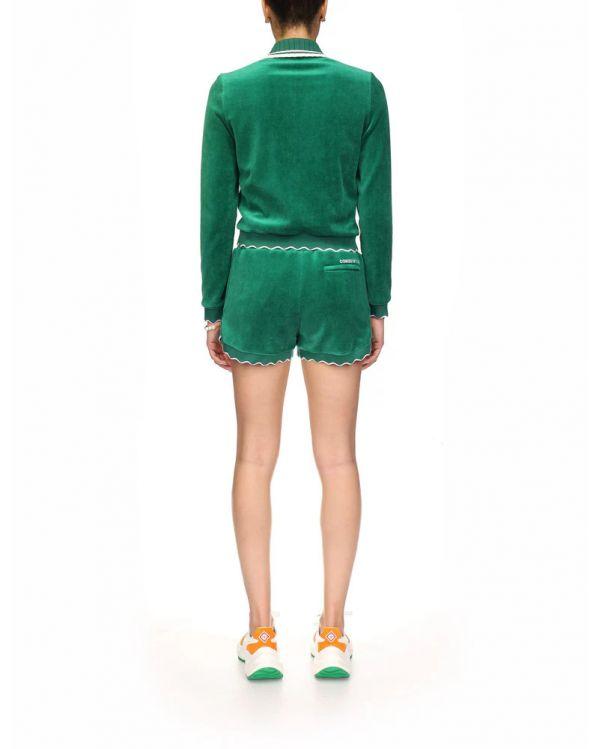 VESTE SCALLOPED TRACK JACKET LIGHT VELOUR EVERGREEN 2