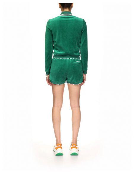VESTE SCALLOPED TRACK JACKET LIGHT VELOUR EVERGREEN