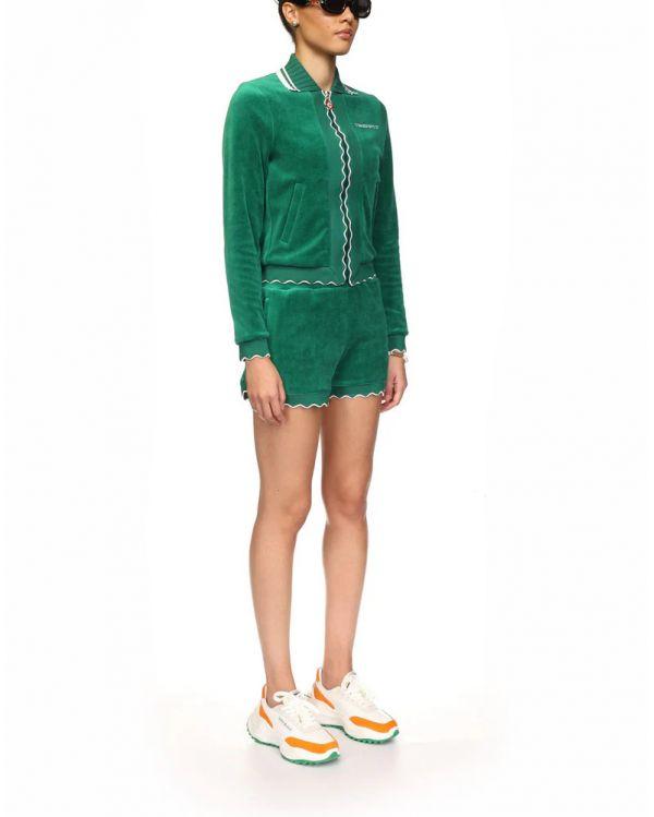 VESTE SCALLOPED TRACK JACKET LIGHT VELOUR EVERGREEN