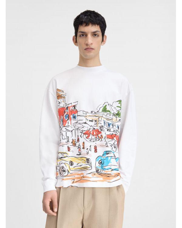 LE TSHIRT LARGO MANCHES LONGUES PRINT CAPRI CARS WHITE