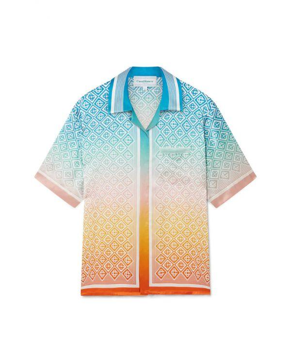 GRADIENT MONOGRAM SILK SHORT SLEEVE SHIRT