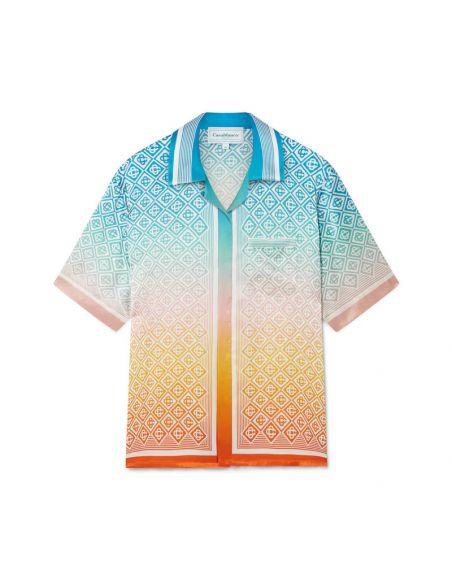 GRADIENT MONOGRAM SILK SHORT SLEEVE SHIRT