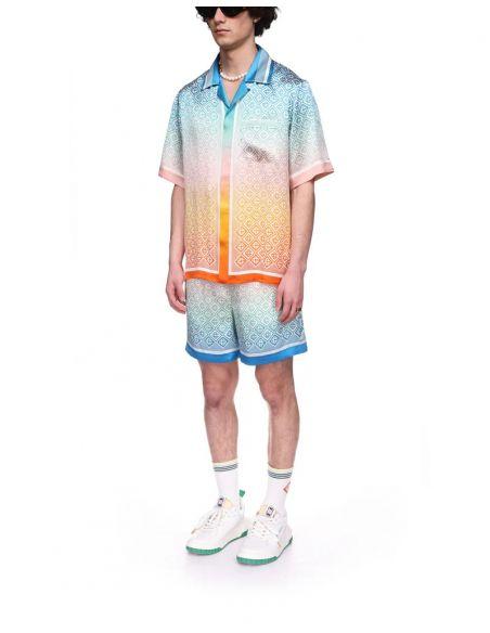 GRADIENT MONOGRAM SILK SHORT SLEEVE SHIRT