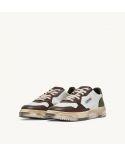 SNEAKERS SUPER VINTAGE LOW LEATHER WHITE, MILITARY GREEN AND BROWN