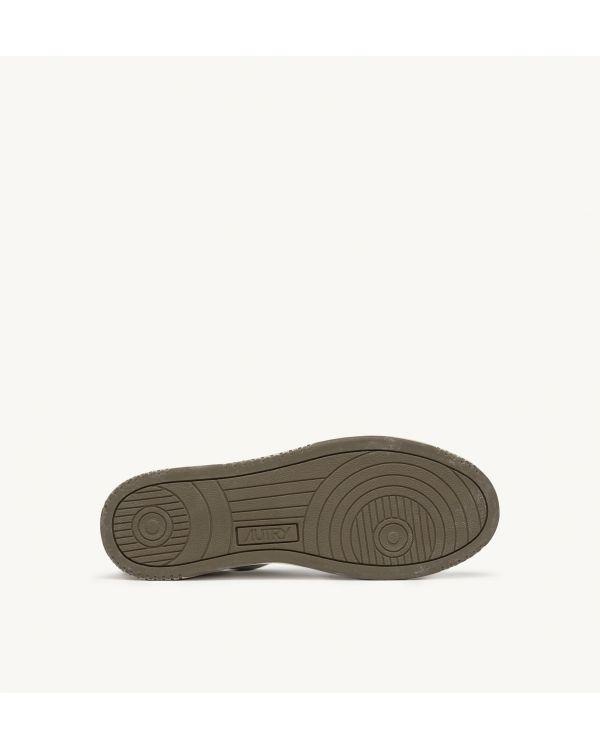 SNEAKERS SUPER VINTAGE LOW LEATHER WHITE, MILITARY GREEN AND BROWN
