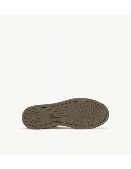 SNEAKERS SUPER VINTAGE LOW LEATHER WHITE, MILITARY GREEN AND BROWN