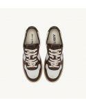 SNEAKERS SUPER VINTAGE LOW LEATHER WHITE, MILITARY GREEN AND BROWN
