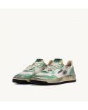SNEAKERS SUPER VINTAGE LOW WOMEN MESH, LEATHER WHITE AND PASTEL GREEN