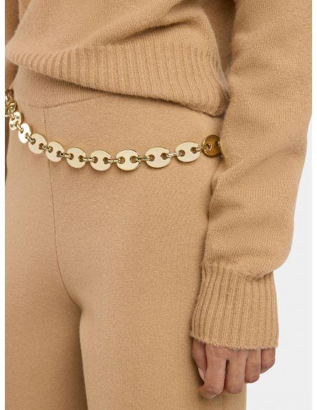 PANTALON EN LAINE ET CACHEMIRE CAMEL