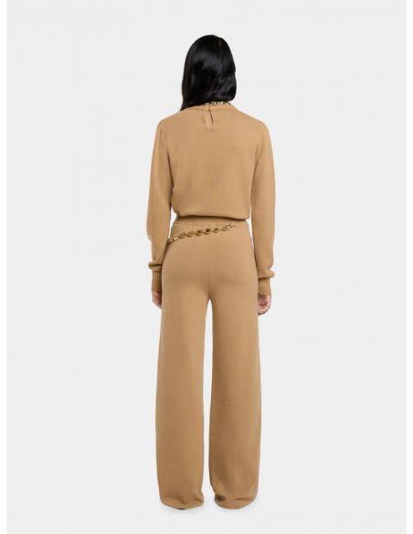 PANTALON EN LAINE ET CACHEMIRE CAMEL