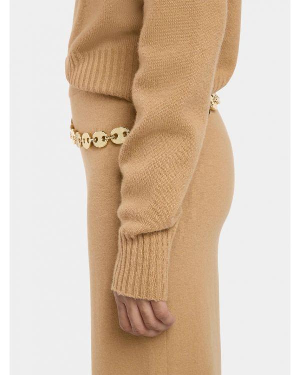 PANTALON EN LAINE ET CACHEMIRE CAMEL