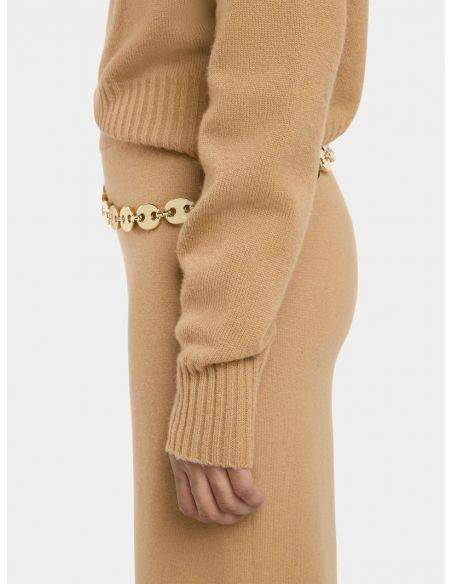 PANTALON EN LAINE ET CACHEMIRE CAMEL