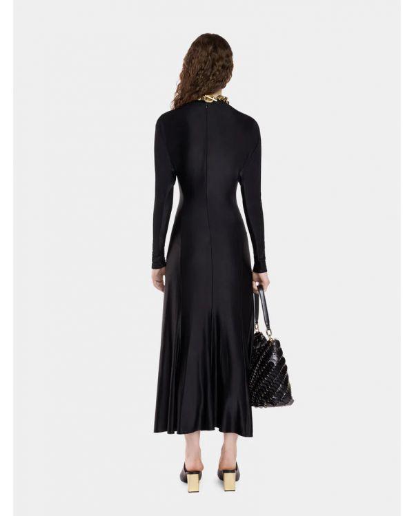 BLACK JERSEY MIDI DRESS