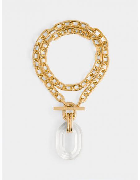 GOLD/TRANSPARENT SAUTOIR NECKLACE