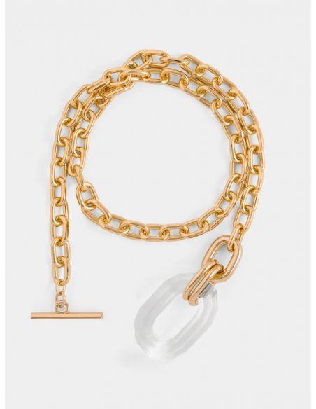 GOLD/TRANSPARENT SAUTOIR NECKLACE