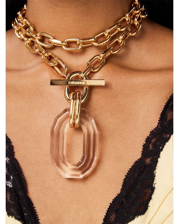 GOLD/TRANSPARENT SAUTOIR NECKLACE