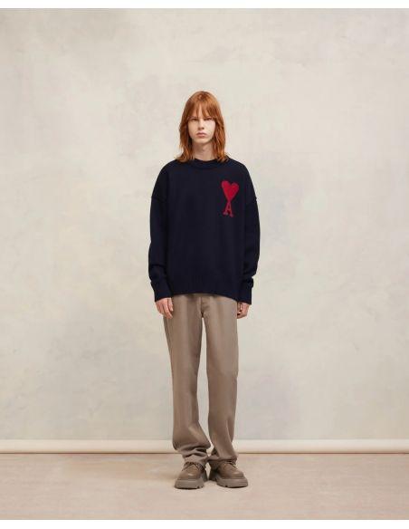RED MIDNIGHT BLUE HEART FRIEND SWEATER