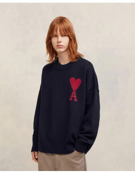 RED MIDNIGHT BLUE HEART FRIEND SWEATER