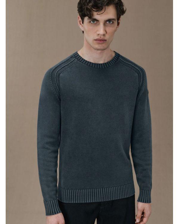 PULL COTTON TECHNO WASH ROUND KNIT PINK