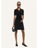ICONIC BLACK RIBBED KNIT POLO SHIRT
