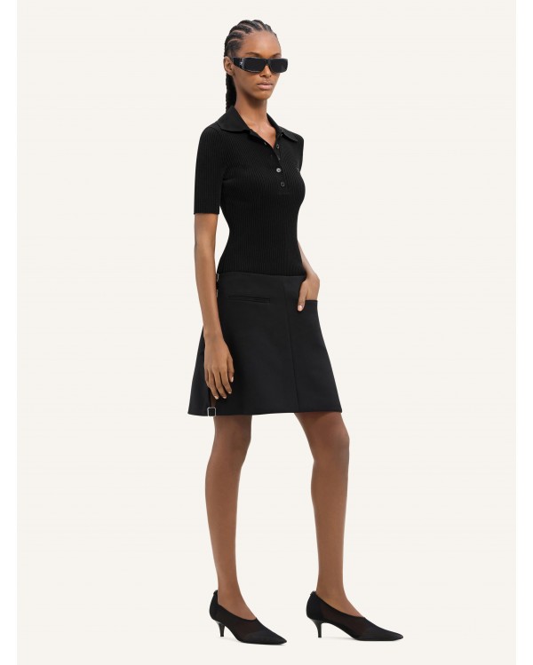 ICONIC BLACK RIBBED KNIT POLO SHIRT 2
