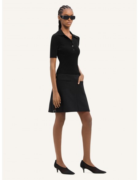 ICONIC BLACK RIBBED KNIT POLO SHIRT