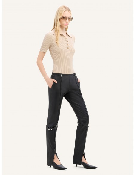 ICONIC RIBBED KNIT POLO SHIRT CAPPUCINO