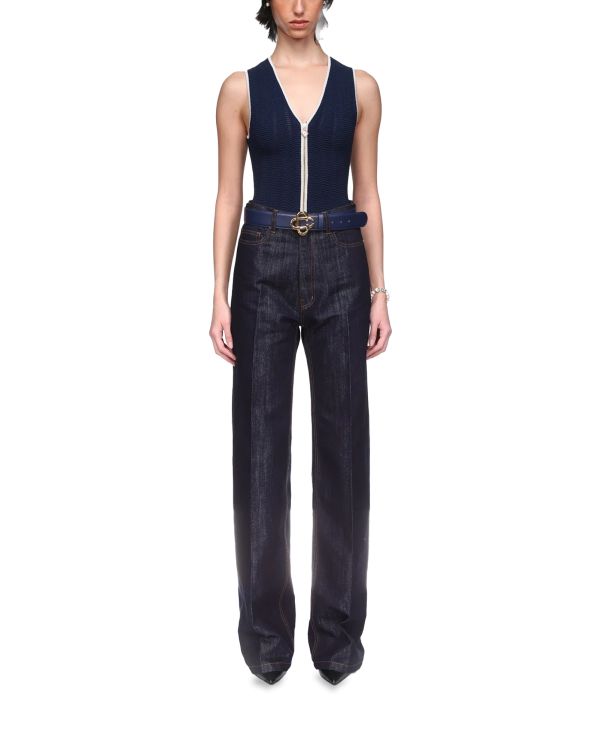 JEAN SILVER LUREX DENIM WHASHED INDIGO