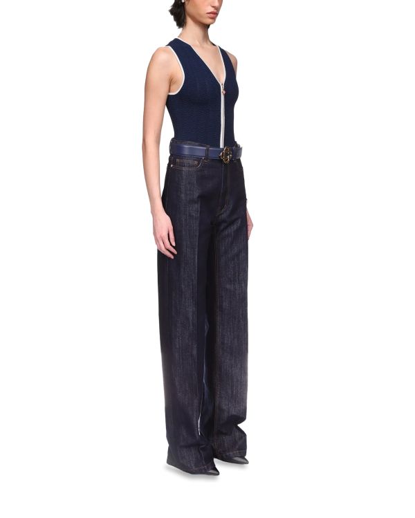 JEAN SILVER LUREX DENIM WHASHED INDIGO