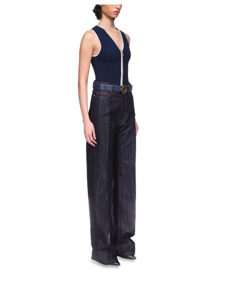 JEAN SILVER LUREX DENIM WHASHED INDIGO