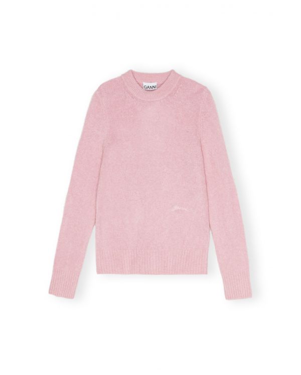 PULL BRUSHED ALPACA O NECK CHALK PINK