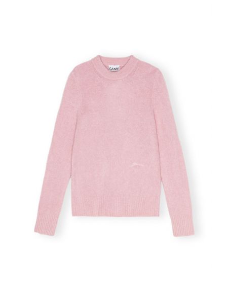 PULL BRUSHED ALPACA O NECK CHALK PINK