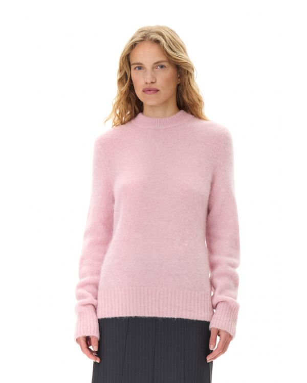 PULL BRUSHED ALPACA O NECK CHALK PINK