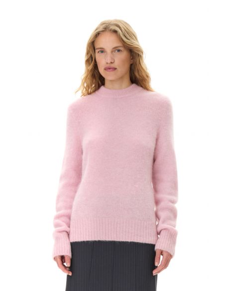 PULL BRUSHED ALPACA O NECK CHALK PINK