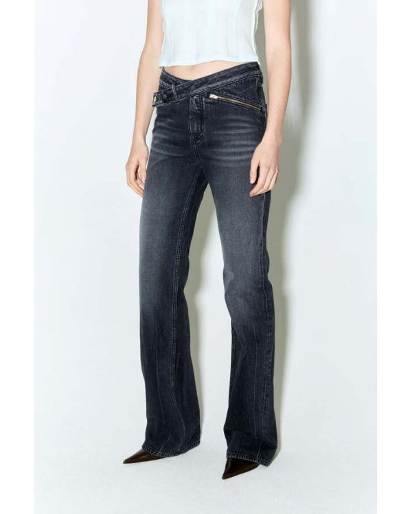 PANTALON PEARLY DARK GREY BOOTFLARE UNDERPATCHED LOGO