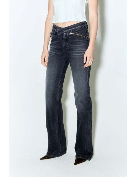 PANTALON PEARLY DARK GREY BOOTFLARE UNDERPATCHED LOGO