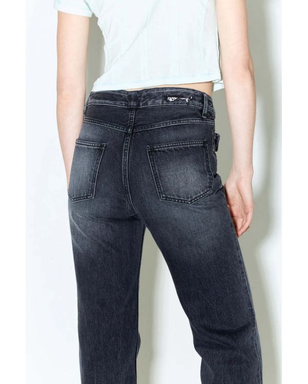 PANTALON PEARLY DARK GREY BOOTFLARE UNDERPATCHED LOGO