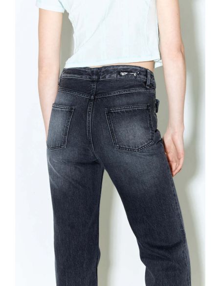 PANTALON PEARLY DARK GREY BOOTFLARE UNDERPATCHED LOGO