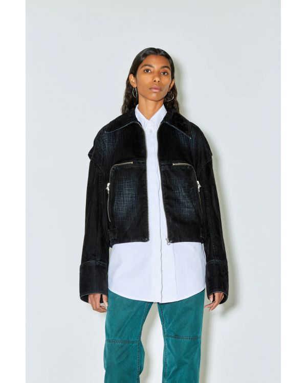 MARTY BOXY DARK NAVY VELVET VEST