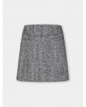 BLACK / WHITE HERRINGBONE WOOL A-LINE MINI SKIRT