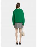 BLACK / WHITE HERRINGBONE WOOL A-LINE MINI SKIRT