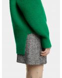 BLACK / WHITE HERRINGBONE WOOL A-LINE MINI SKIRT