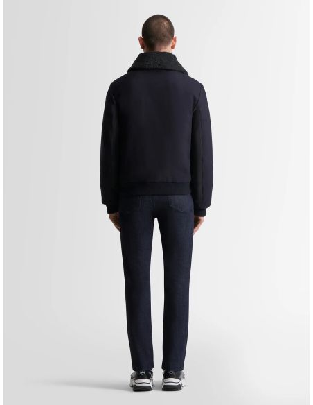 BLOUSON BARTHELEMY WOOL BLEU FONCÉ