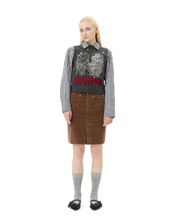 GILET GRAPHIC CATS GRAY QUILL 2