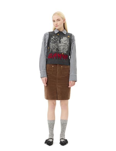 GILET GRAPHIC CATS GRAY QUILL