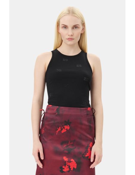 TOP RHINESTONE BUTTERFLY TANK BLACK