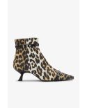 BOTTES EYELETS KITTEN HEEL LEOPARD SATIN