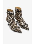 BOTTES EYELETS KITTEN HEEL LEOPARD SATIN